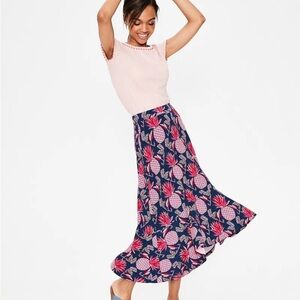 Boden Fluted Hem Jersey Knit Skirt Stretch Boho Bohemian Workwear Hippie Size 8